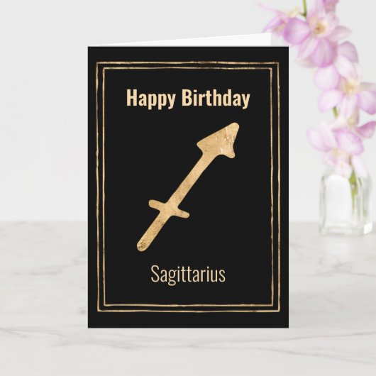 Sagittarius goldene Astrologie zodiac Happy Birthd Karte (Orchidee)