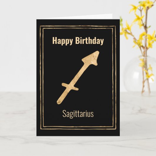 Sagittarius goldene Astrologie zodiac Happy Birthd Karte (Gelbe Blume)