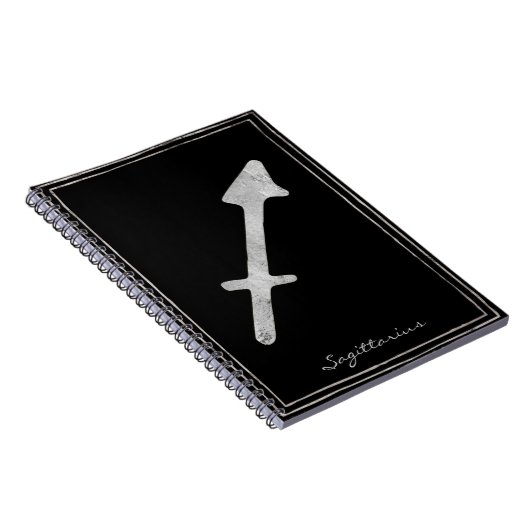 Sagittarius hammered silberstilisierte Astrologie Notizblock (Rechte Seite)