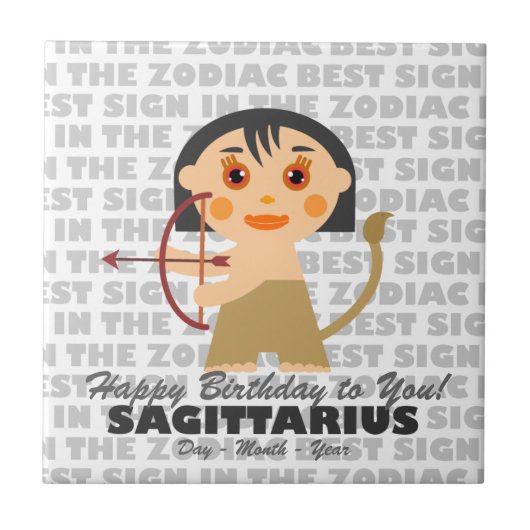 Sagittarius Happy Birthday Fliese (Vorderseite)