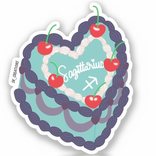 Sagittarius Herzkuchen Aufkleber (Vorderseite)