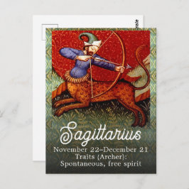 Sagittarius Horoscope Zodiac Medieval Art Postkarte