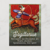 Sagittarius Horoscope Zodiac Medieval Art Postkarte (Vorderseite)
