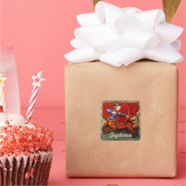 Sagittarius Horoscope Zodiac Medieval Art Quadratischer Aufkleber