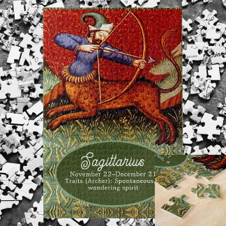 Sagittarius Horoscope Zodiac Medieval Vintag LG Puzzle