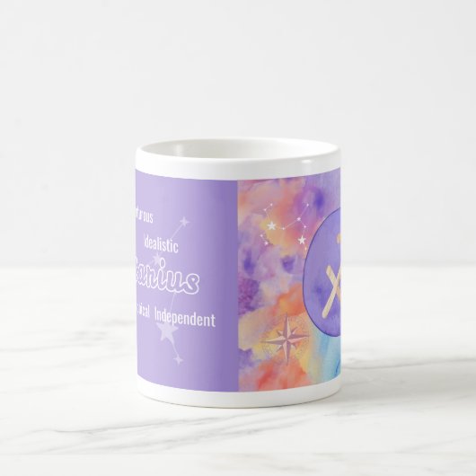 Sagittarius Lila Wasserfarbenastrologie Zodiac Kaffeetasse (Mittel)