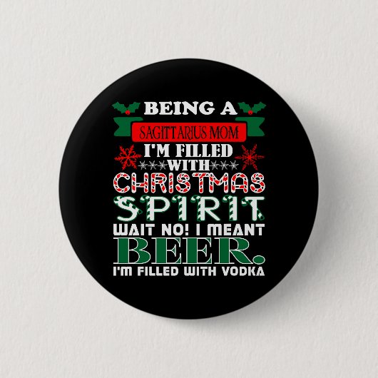 Sagittarius Mama Weihnachtsgeist Bär sein Button (Vorderseite)