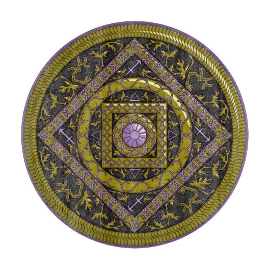 Sagittarius Mandala Glass Cutting Board Schneidebrett (Vorderseite)