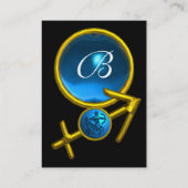 SAGITTARIUS MONOGRAM Saphir blau schwarz gelb Visitenkarte (Rückseite)