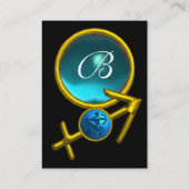 SAGITTARIUS MONOGRAMM, blau, schwarz gelb Visitenkarte (Rückseite)
