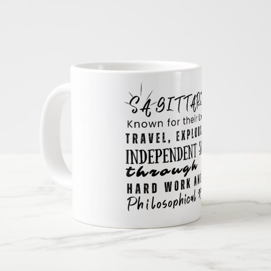 Sagittarius Motivierend Quotes Zodiac Sign Jumbo-Tasse (Vorderseite Links)