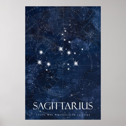 Sagittarius Poster mit Namen, Sternenzeichen zodia (Vorne)