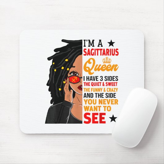 Sagittarius Queen African American Loc'd Woman Zod Mousepad (Mit Mouse)