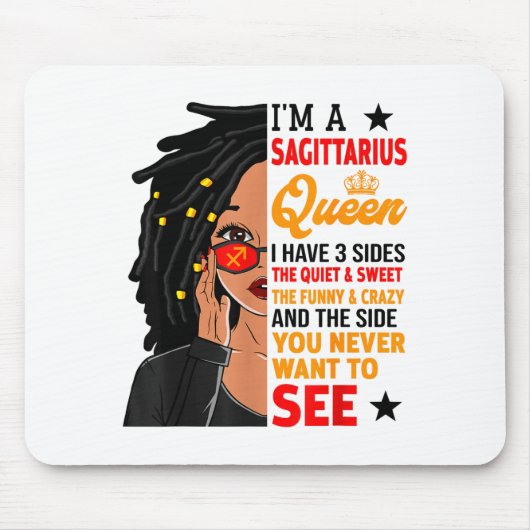 Sagittarius Queen African American Loc'd Woman Zod Mousepad (Vorne)