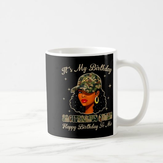 Sagittarius Queen Black Woman With Cap Camo Afro G Kaffeetasse (Rechts)