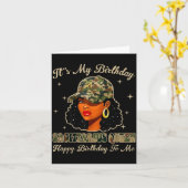 Sagittarius Queen Black Woman With Cap Camo Afro G Karte (Gelbe Blume)