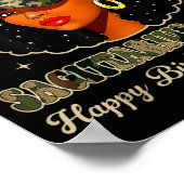 Sagittarius Queen Black Woman With Cap Camo Afro G Poster (Ecke)