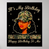 Sagittarius Queen Black Woman With Cap Camo Afro G Poster (Vorne)