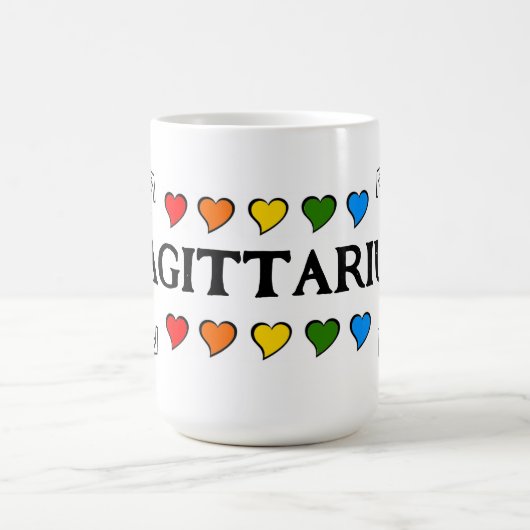 Sagittarius Rainbow Hearts Tasse (Mittel)