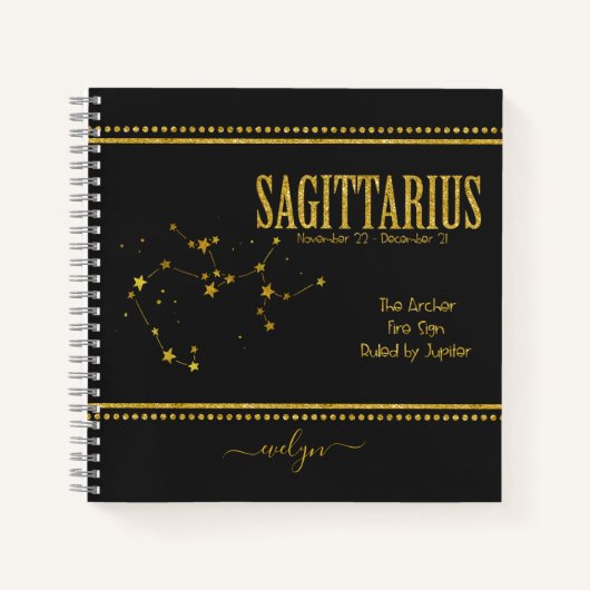 Sagittarius Star Zodiac Sign Notebook Notizblock (Vorderseite)