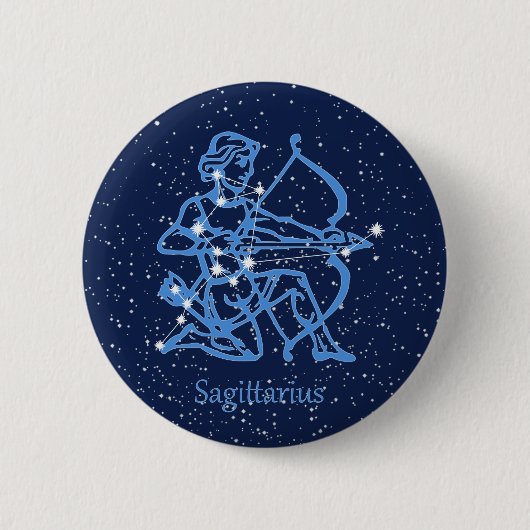 Sagittarius Sternbild & Sternzeichen mit Sternen Button (Vorderseite)