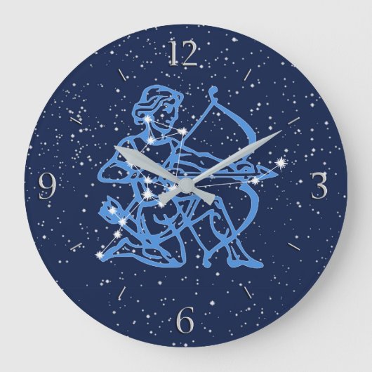 Sagittarius Sternbild & Sternzeichen mit Sternen Große Wanduhr (Vorderseite)
