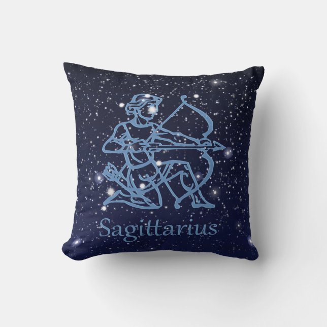 Sagittarius Sternbild & Sternzeichen mit Sternen Kissen (Vorderseite)