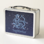 Sagittarius Sternbild & Sternzeichen mit Sternen Metall Lunch Box (Rückseite)