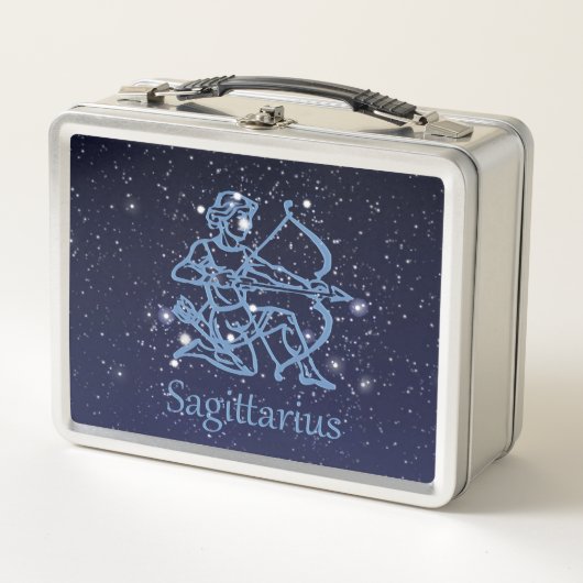 Sagittarius Sternbild & Sternzeichen mit Sternen Metall Lunch Box (Vorderseite)