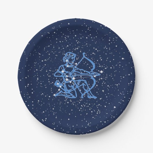 Sagittarius Sternbild & Sternzeichen mit Sternen Pappteller (Vorderseite)