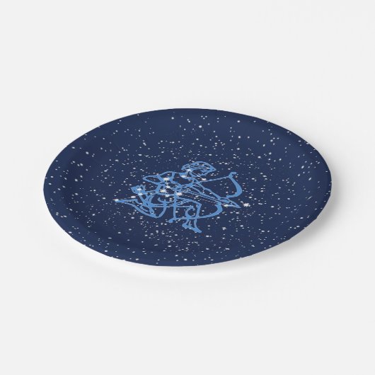 Sagittarius Sternbild & Sternzeichen mit Sternen Pappteller (Schrägansicht)