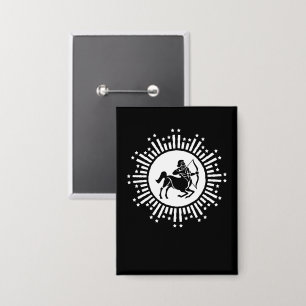 Sagittarius-Sternzeichen-Symbol mit Sternenexplosi Button