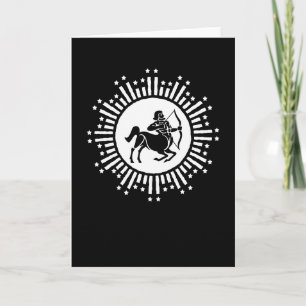 Sagittarius-Sternzeichen-Symbol mit Sternenexplosi Karte