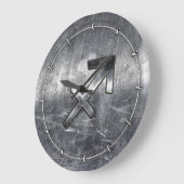 Sagittarius Symbol Grunge Distressed Steel Style Große Wanduhr (Winkel)