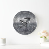 Sagittarius Symbol Grunge Distressed Steel Style Große Wanduhr (Zuhause)