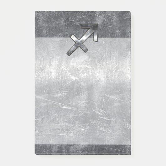 Sagittarius Symbol Grunge Distressed Steel Style Post-it Klebezettel (Vorderseite)