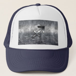 Sagittarius Symbol Grunge Distressed Steel Style Truckerkappe