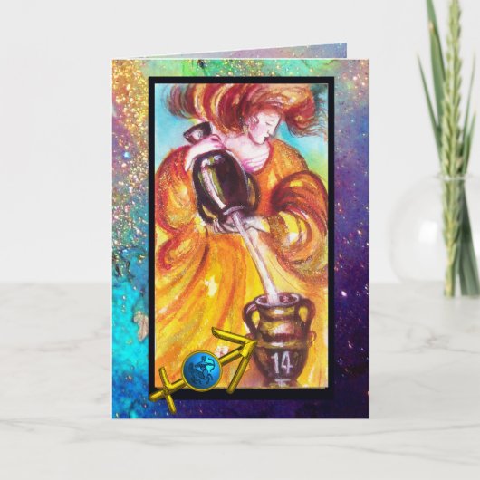 SAGITTARIUS, TEMPERANCE TAROT ZODIAC GEBURTSTAG KARTE (Vorderseite)