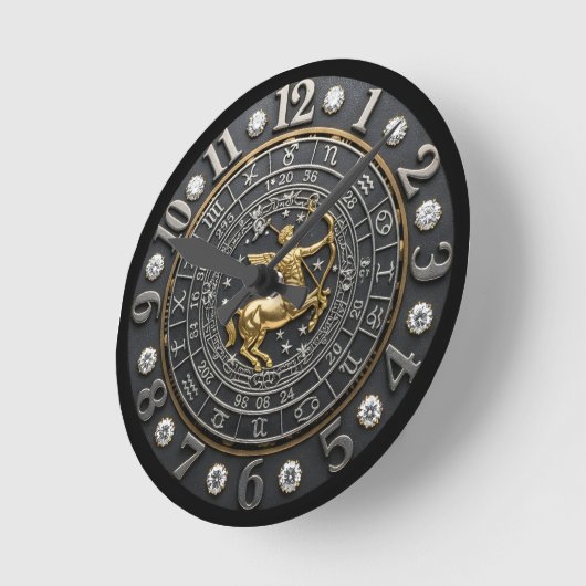 Sagittarius Uhr, Tierzeichen, Edelsteine, Astrolog Runde Wanduhr (Winkel)