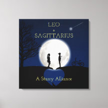 Sagittarius und Leo Zodiac Star Sign Moon Leinwand