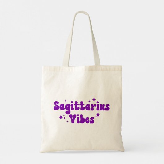 Sagittarius Vibes Zodiac Astrologie Lila Sterne Tragetasche (Rückseite)