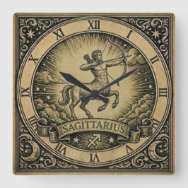 Sagittarius Vintage Zodiac Wall Clock Quadratische Wanduhr