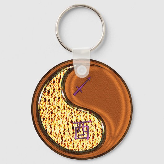 Sagittarius & Wood Rooster Schlüsselanhänger (Vorderseite)