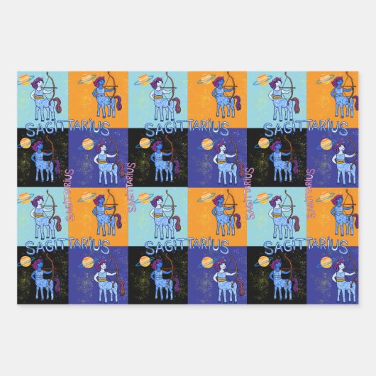 Sagittarius Wrapping Paper Flat Sheet Set 3 Geschenkpapier Set (Vorderseite 3)