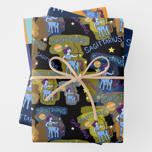Sagittarius Wrapping Paper Flat Sheet Set 3 Geschenkpapier Set (Beispiel)