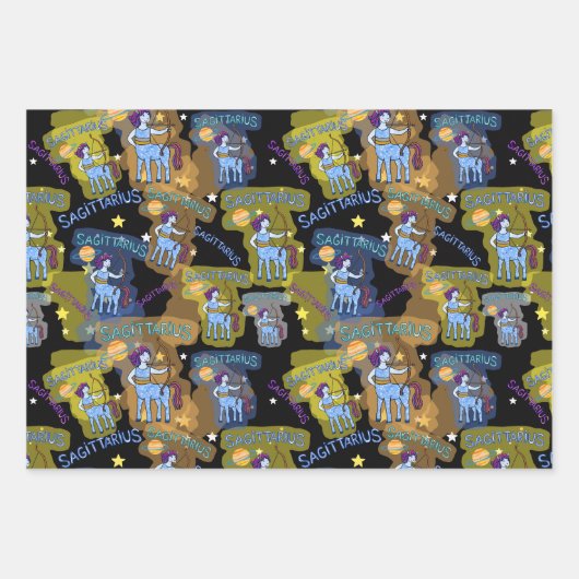 Sagittarius Wrapping Paper Flat Sheet Set 3 Geschenkpapier Set (Vorderseite)