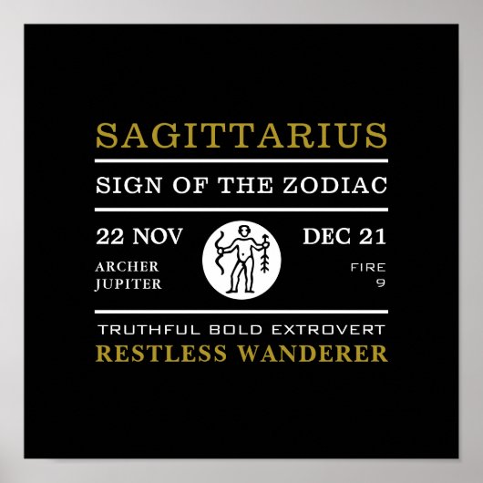Sagittarius Zeichen des Zodiaks, astrologisch Poster (Vorne)