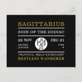 Sagittarius Zeichen des Zodiaks, astrologisch Postkarte (Vorderseite)