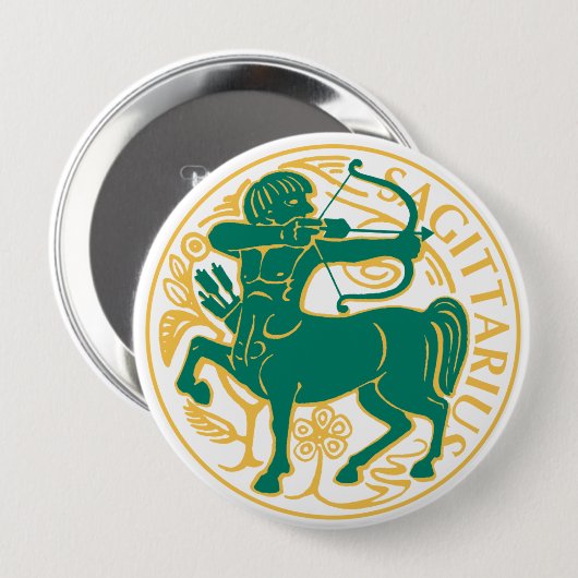 Sagittarius Zeichen des Zodiaks auf Button (Vorne & Hinten)