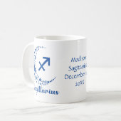Sagittarius Zodiac Astrologie Birthday Blue White Kaffeetasse (Vorderseite Links)